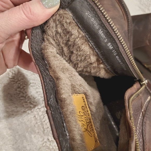 J&M 1850 Johnston Murphy Brown Leather Shearling Zip Up Ankle Boot - Picture 8 of 10